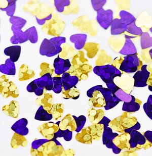 Камифубуки К91 "Сердечки микс" золото, фиолетовый голография