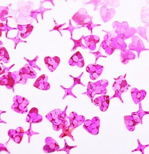 Камифубуки К102 "Сердце и звезды" микс розовый голография