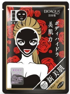 780894 BIOAQUA Черная увлажняющая маска-салфетка для лица с гиалуроновой кислотой (аромат розы), 30