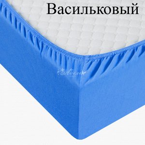 Простыня трикотажная на резинке 90*200*20(васил)
