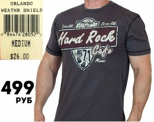 Серая мужская футболка Hard Rock Cafe с наружными строчками.