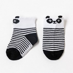 Носки Крошка Я "Панда", белый/чёрный, 8-10 см