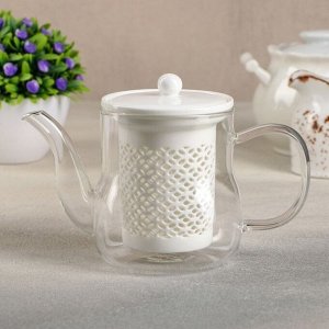 Чайник заварочный «Нежность», с керамическим ситом, 400 мл, цвет белый
