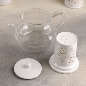 Чайник заварочный «Нежность», 700 мл, с керамическим ситом, цвет белый