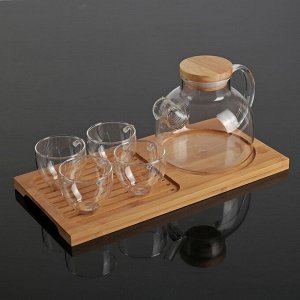 Чайный набор «Эко», 5 предметов: чайник 1 л, 4 кружки 100 мл