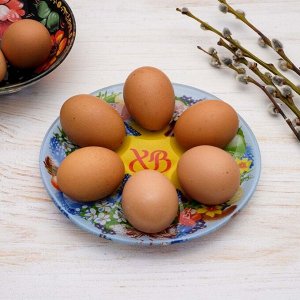 Стеклянная подставка на 6 яиц «Пасхальный венок», 18 * 18 см