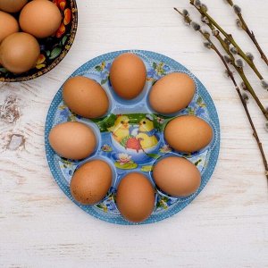 Стеклянная подставка на 8 яиц «Цыплята»