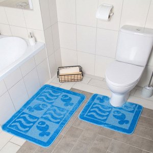 Набор ковриков для ванны и туалета «Витой», 2 шт: 40?50, 50?80 см, цвет МИКС