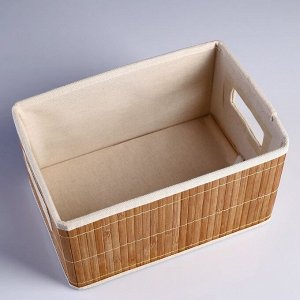 Короб складной для хранения, 20х30 см Н 17 см, бамбук, подкалдка, ткань