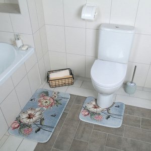 Набор ковриков для ванны и туалета Доляна «Весна», 2 шт: 40?45, 45?75 см