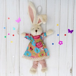 Мягкая игрушка-подвеска «Заинька», платье в цветок, в гетрах, цвета МИКС