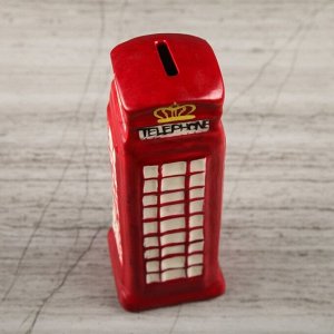 Копилка "Телефонная будка", глянец, красный цвет, 16 см