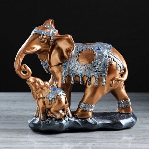 Статуэтка "Слон со слонёнком". цвет бронзовый. 26.5 см