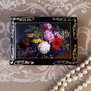Шкатулка «Букет цветов», 8?10 см, лаковая миниатюра