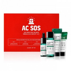 Набор (NEW) SOME BY MI AHA.BHA.PHA 30 Days Miracle AC SOS Kit: Пенка - 30мл; Тонер - 30 мл; Сыворотка - 10 мл; Крем для лица - 20 гр., шт