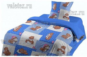 Постельное белье из Шуйской бязи с плюшевыми медведями и синим компаньоном Детский