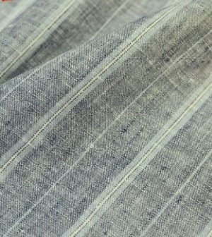 Лен плательно-костюмный Голубая полоса на сером меланже, шир.1.6 м, лен-100%