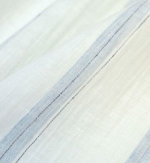 Лен плательно-костюмный Голубая полоса на белом, шир.1.6 м, лен-100%