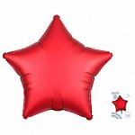 3858501 Шар-звезда 19&quot;/48 см, фольга,  сатин красный ягодный Luxe (AN), инд. уп.