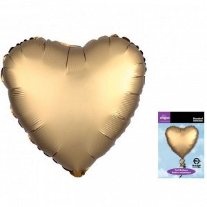 1204-0631,3680301 Шар-сердце 18"/46 см, фольга,  сатин золото Luxe (AN), инд. уп.