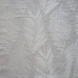 Портьерная ткань жаккард Листья папоротника серебро 6					(ш.290см)