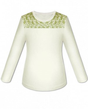 Молочная школьная блузка для девочки Цвет: олива
