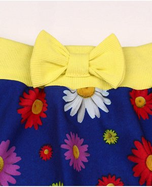 Летняя юбка для девочки в цветочек Цвет: синий