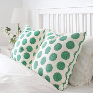 ОСАТИЛЬДА Чехол на подушку, неокрашенный темно-зеленый, точечный, 50x50 см
