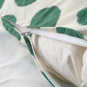 ОСАТИЛЬДА Чехол на подушку, неокрашенный темно-зеленый, точечный, 50x50 см