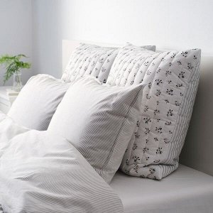 САНДЛУПИН Чехол на подушку, белый, серый, 65x65 см