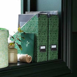 ФЬЕЛЛА Подставка для журналов, зеленый, цветочный орнамент