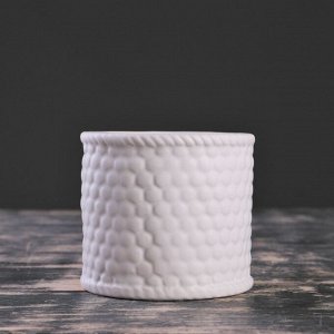 Кашпо керамическое "Корзина белая" круглое 10*10*9 см