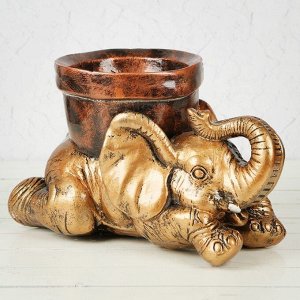 Кашпо "Слон с горшком'', бронзовый цвет, 0,5 л, микс