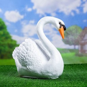 Садовая фигура "Лебедь" новый белый/черный 37*25*40 см
