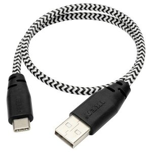 Кабель USB тип C-USB, черный, белый, 0.4 м