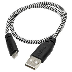 Кабель микро-USB-USB, черный, белый, 0.4 м