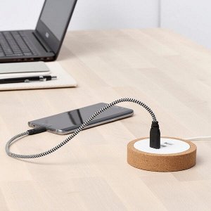 Кабель микро-USB-USB, черный, белый, 0.4 м