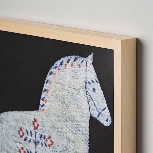 ХОВСТА Рама с постером, Расписные лошадки, 40x40 см
