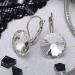 Серьги со стразами &quot;Яркая классика&quot;, цвет белый в серебре, d=1,6 см
