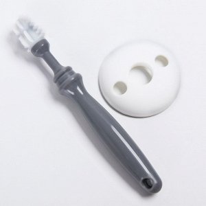 Зубная щётка детская, набор «Чистюля» с ограничителем, 2 шт.: щётка, массажёр, от 6 мес., цвета МИКС