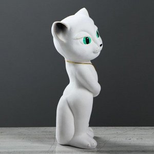 Копилка "Кошка Анжела", покрытие флок, белая, 35 см