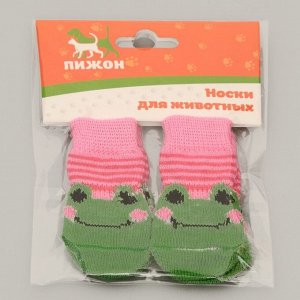 Носки нескользящие, размер M (3/4 х 7 см), набор 4 шт, микс расцветок для девочки