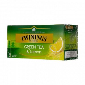 Чай в пакетиках зеленый с лимоном, twinings, 25 пак