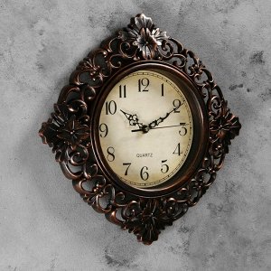 Часы настенные, серия: Интерьер, "Жанна", коричневые, 35х35 см, плавный ход