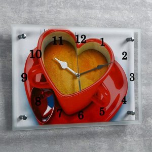 Часы настенные, серия: Кухня, "Чашка кофе сердце", в ассортименте 25х35 см