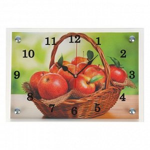 Часы настенные, серия: Кухня, "Корзина с яблоками", 25х35  см, в ассортименте