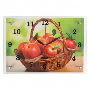 Часы настенные, серия: Кухня, "Корзина с яблоками", 25х35  см, в ассортименте