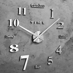 Часы-наклейка DIY "Клермонт". серебро. 120 см