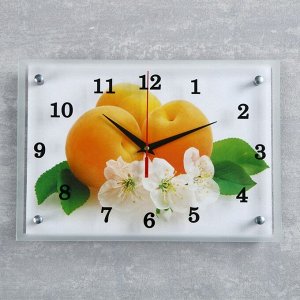 Часы настенные, серия: Кухня, "Абрикосы с цветами", 25х35 см