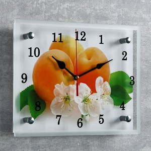 Часы настенные, серия: Кухня, "Абрикосы с цветами", 20х25  см, в ассортименте